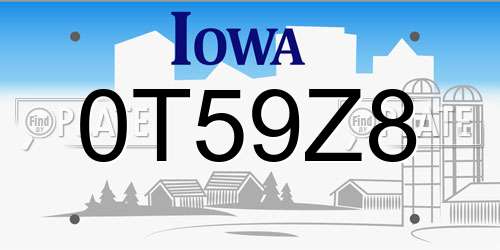 0T59Z8 Iowa License Plate