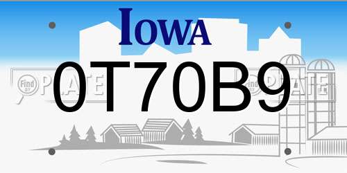 0T70B9 Iowa License Plate