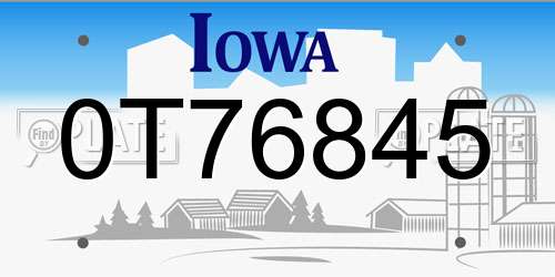 0T76845 Iowa License Plate