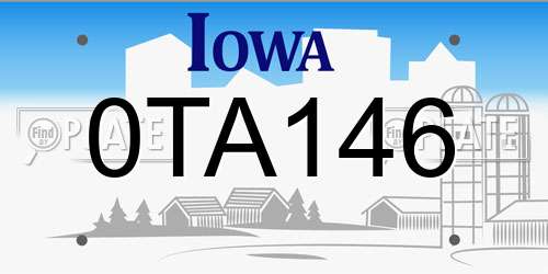 0TA146 Iowa License Plate