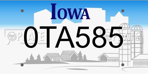 0TA585 Iowa License Plate