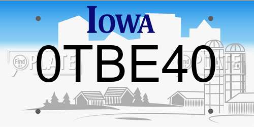 0TBE40 Iowa License Plate