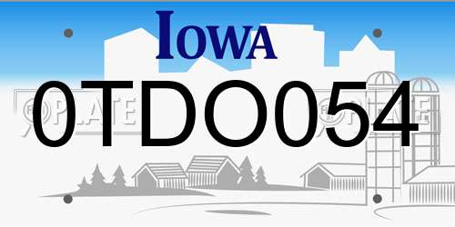 0TDO054 Iowa License Plate