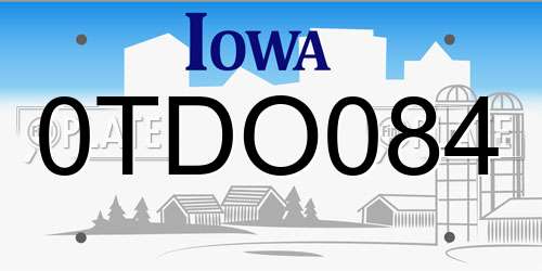 0TDO084 Iowa License Plate