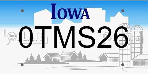 0TMS26 Iowa License Plate