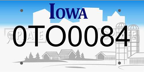 0TO0084 Iowa License Plate