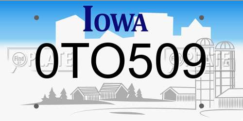 0TO509 Iowa License Plate
