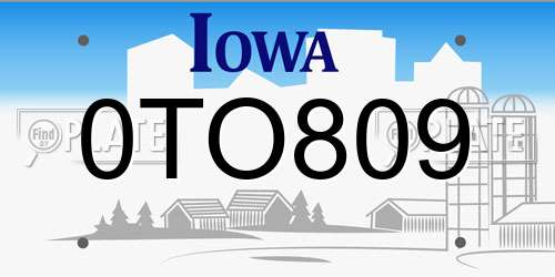 0TO809 Iowa License Plate