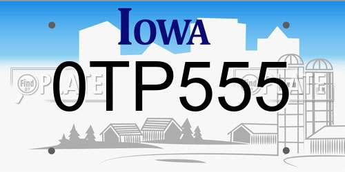 0TP555 Iowa License Plate