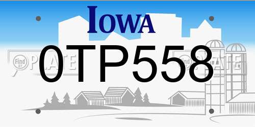 0TP558 Iowa License Plate