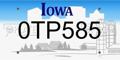 0TP585 Iowa License Plate