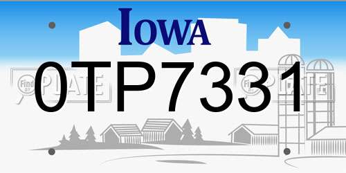 0TP7331 Iowa License Plate
