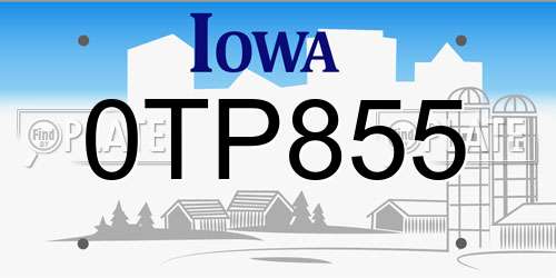 0TP855 Iowa License Plate
