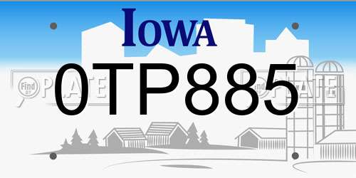 0TP885 Iowa License Plate