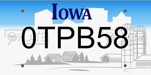 0TPB58 Iowa License Plate