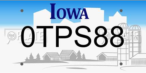 0TPS88 Iowa License Plate