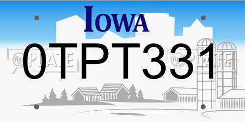 0TPT331 Iowa License Plate
