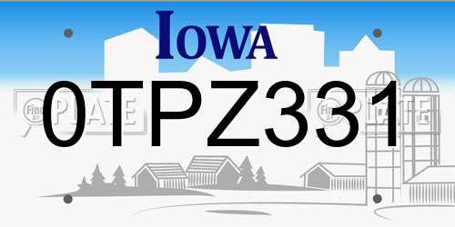 0TPZ331 Iowa License Plate