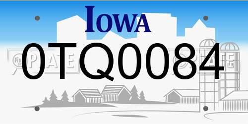 0TQ0084 Iowa License Plate