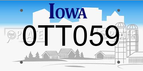 0TT059 Iowa License Plate