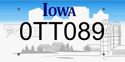 0TT089 Iowa License Plate