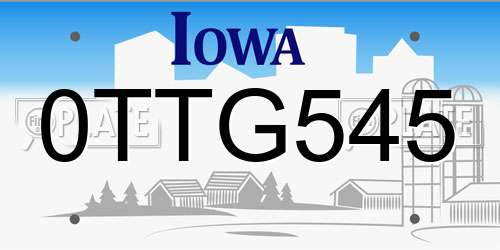 0TTG545 Iowa License Plate