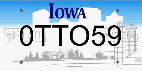 0TTO59 Iowa License Plate