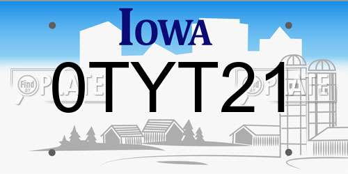 0TYT21 Iowa License Plate