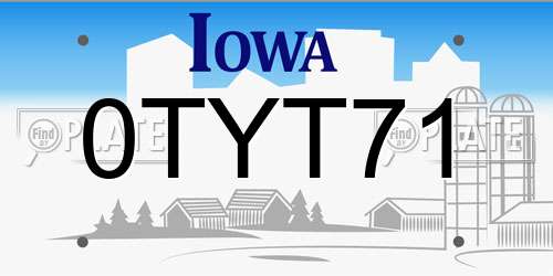 0TYT71 Iowa License Plate