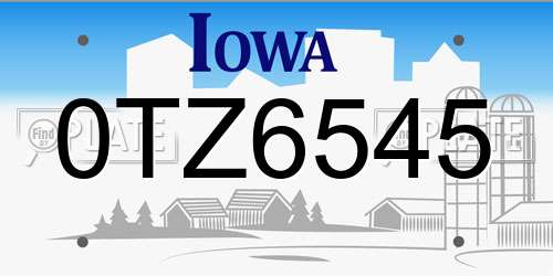 0TZ6545 Iowa License Plate