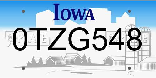 0TZG548 Iowa License Plate