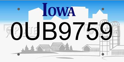 0UB9759 Iowa License Plate