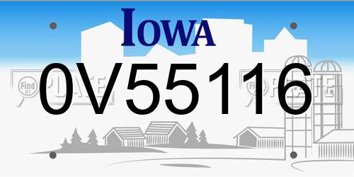 0V55116 Iowa License Plate