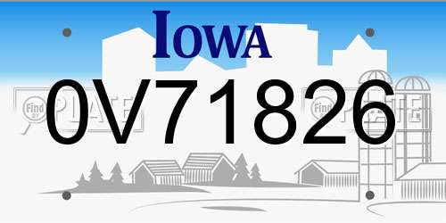 0V71826 Iowa License Plate