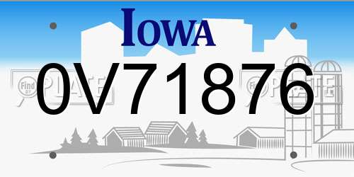 0V71876 Iowa License Plate