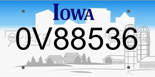 0V88536 Iowa License Plate