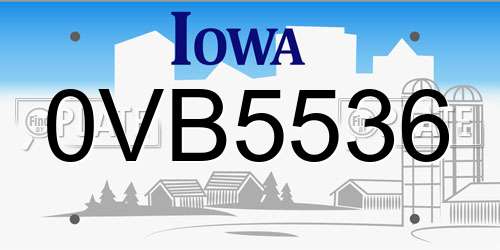 0VB5536 Iowa License Plate