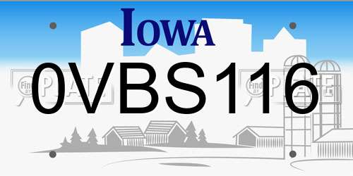 0VBS116 Iowa License Plate