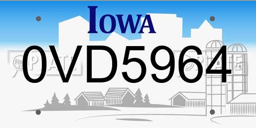 0VD5964 Iowa License Plate
