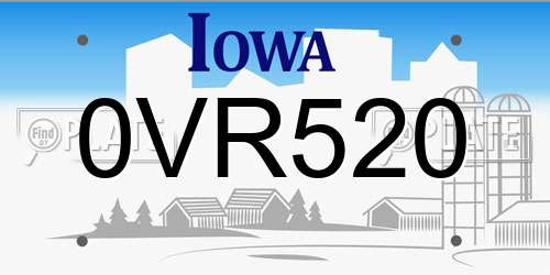 0VR520 Iowa License Plate