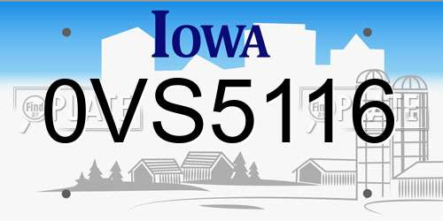 0VS5116 Iowa License Plate