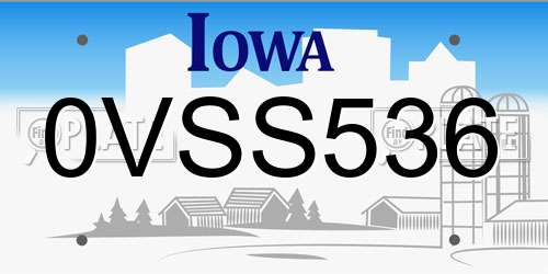 0VSS536 Iowa License Plate