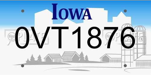 0VT1876 Iowa License Plate