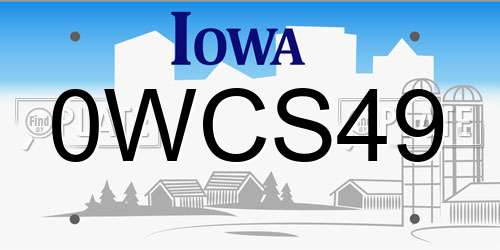 0WCS49 Iowa License Plate