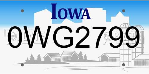 0WG2799 Iowa License Plate