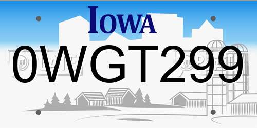 0WGT299 Iowa License Plate