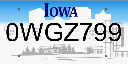 0WGZ799 Iowa License Plate
