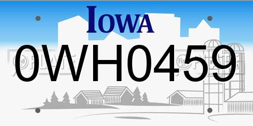 0WH0459 Iowa License Plate