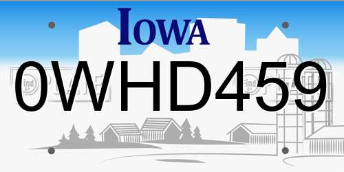 0WHD459 Iowa License Plate
