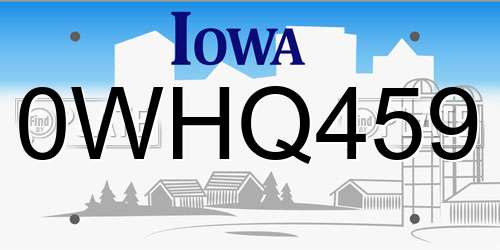 0WHQ459 Iowa License Plate